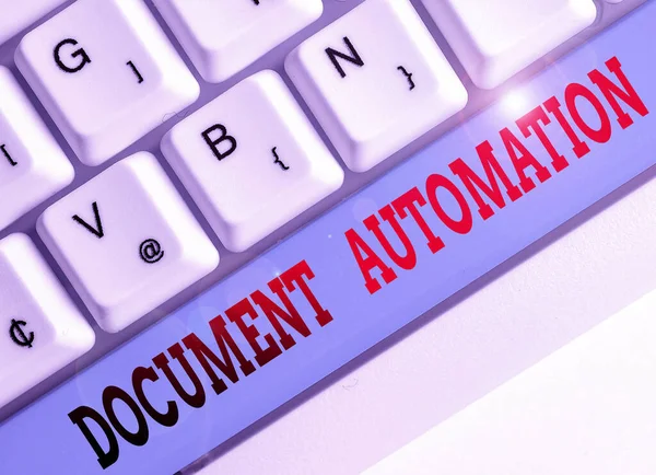 Tekstbord met Document Automation. Conceptuele fotoworkflows die helpen bij het maken van elektronisch document. — Stockfoto