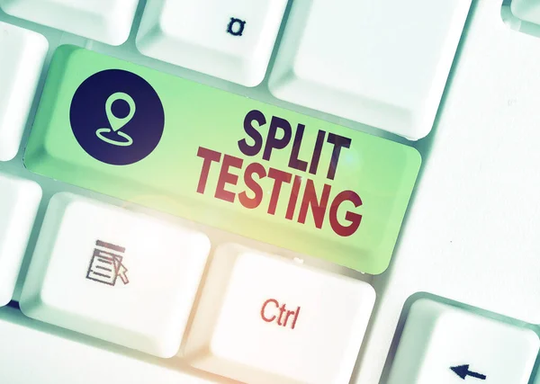 Conceptual hand writing showing Split Testing. Business photo text issuing the traffic of a website between two different URLs. — 스톡 사진