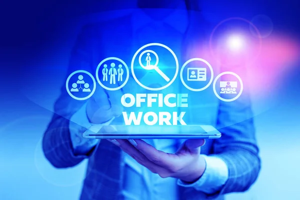 Texto de escritura de palabras Office Work. Concepto de negocio para cualquier trabajo administrativo o administrativo de una organización . — Foto de Stock