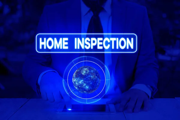 Escrita à mão escrita de texto Home Inspection. Conceito que significa exame não invasivo da condição de uma casa Elementos desta imagem fornecida pela NASA . — Fotografia de Stock