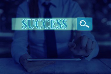 Başarı gösteren metin işareti. Kavramsal fotoğraf başarı amacı amacı iyi ya da kötü bir girişim sonucu.