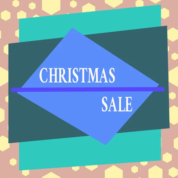 Conceptual hand writing showing Christmas Sale. Business photo showcasing period during which a retailer sells goods at reduced prices Asymmetrical format pattern object outline multicolor design. — Stock Photo, Image