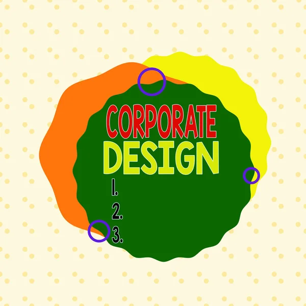 Note d'écriture montrant le design d'entreprise. Photo d'affaires montrant la conception graphique officielle du logo et le nom d'une entreprise Asymétrique modèle objet contour multicolore . — Photo