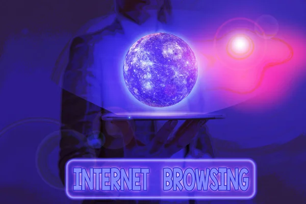 Word writing text Internet Browsing. Business concept for Act of looking through a set of information quickly Elements of this image furnished by NASA. — Stock Photo, Image