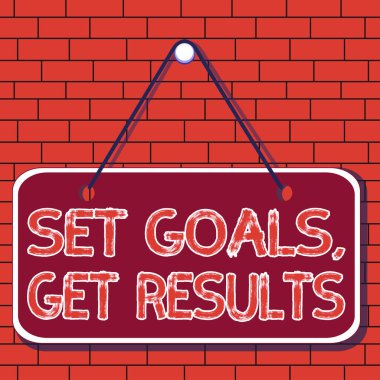 Hedef kümesi ve sonuçları gösteren metin işareti. Kavramsal fotoğraf bu amaçlar için çalışır Renkli hatırlatıcı boş tahta boşluk arkaplan dikdörtgeni.