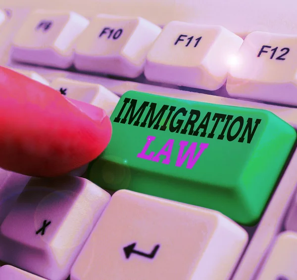 Λέξεις γραπτώς κείμενο Μετανάστευσης Νόμου. Επιχειρηματική έννοια για τα εθνικά καταστατικά και τα νομικά προηγούμενα που διέπουν τη μετανάστευση. — Φωτογραφία Αρχείου