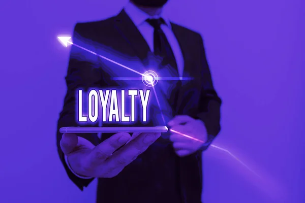 Handwriting text writing Loyalty. Concept meaning faithfulness to commitments or obligations Quality of staying firm. — Stock Photo, Image