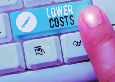 Düşük Maliyetleri gösteren bir not. İş fotoğraflarının gösterilmesi ürünün analizini artırmak için düşük fiyat biçti.