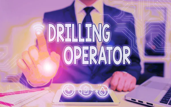 Handwriting text Drilling Operator. Concept meaning someone that do the rigging and drilling operations.