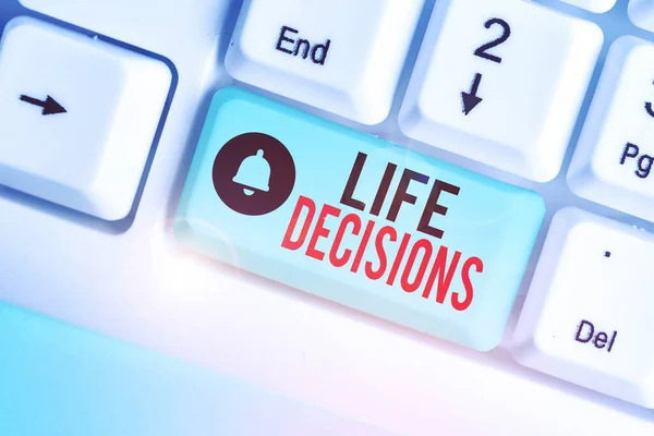 Text sign showing Life Decisions. Conceptual photo an important decision which you make about your life.