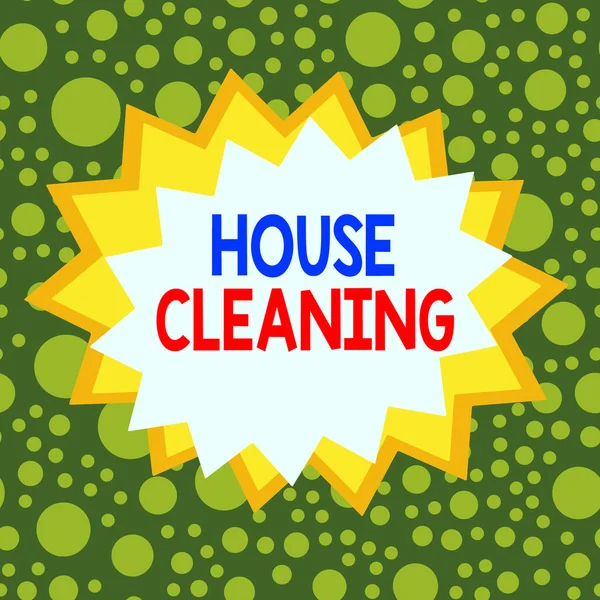 Word writing text House Cleaning. Business concept for the action or process of cleaning the inside of house or flat Asymmetrical uneven shaped format pattern object outline multicolour design. — Stock Photo, Image