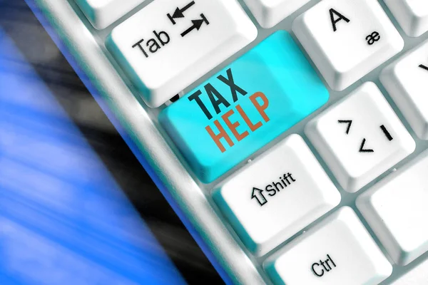 Texto para escrita de palavras Tax Help. Conceito de negócio para Assistência da contribuição obrigatória para as receitas do Estado . — Fotografia de Stock