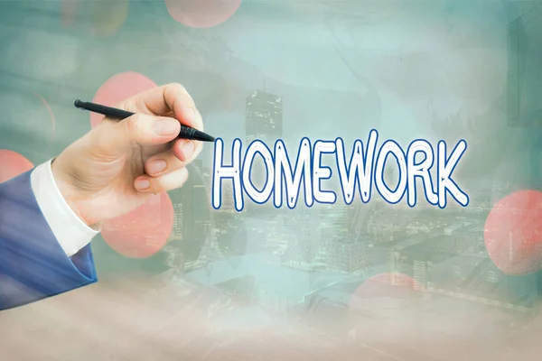 Концептуальный почерк, показывающий домашнее задание. Учебная работа с текстом бизнес-фото, предназначенная для занятий вне аудитории или дома . — стоковое фото