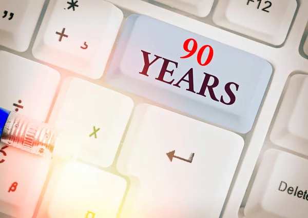 Conceptual hand writing showing 90 Years. Business photo text Remembering or honoring special day for being 90 years in existence. — Stock Photo, Image