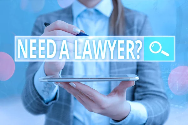 Text sign showing Need A Lawyer Question. Conceptual photo asking someone who need a legal issues and disputes. — Stock Photo, Image