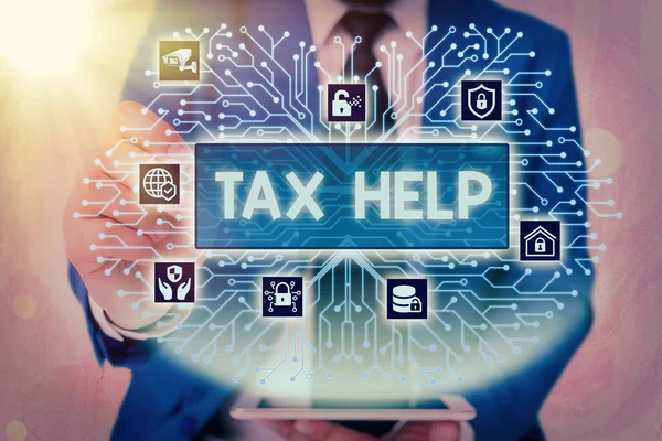 Texte textuel Tax Help. Concept d'entreprise pour l'assistance de la contribution obligatoire aux recettes de l'État . — Photo