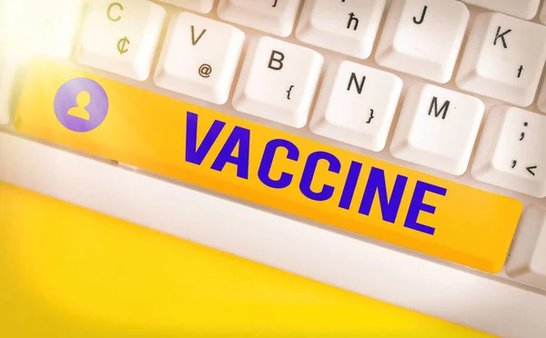 Konceptuell handstil som visar Vaccin. Företagsfoto visa upp beredning av avlivade mikroorganismer eller levande försvagade organismer. — Stockfoto