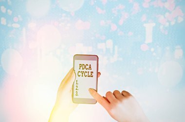 Writing note showing Pdca Cycle. Business photo showcasing use to control and continue improve the processes and products.