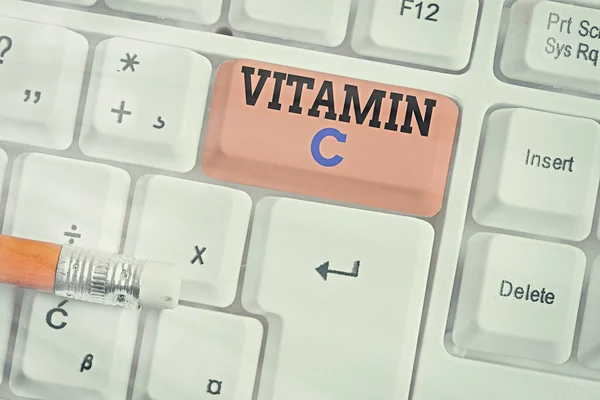 Konceptuell handskrift visar C-vitamin Affärsfoto text det främjar läkning och hjälper kroppen absorbera järn askorbinsyra. — Stockfoto