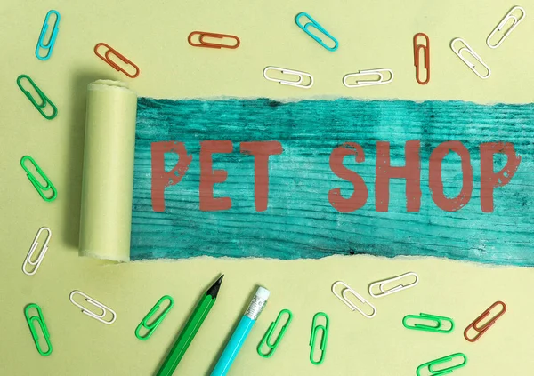 Texto de escritura de palabras Pet Shop. Concepto de negocio para el comercio minorista que vende diferentes tipos de animales al público . — Foto de Stock