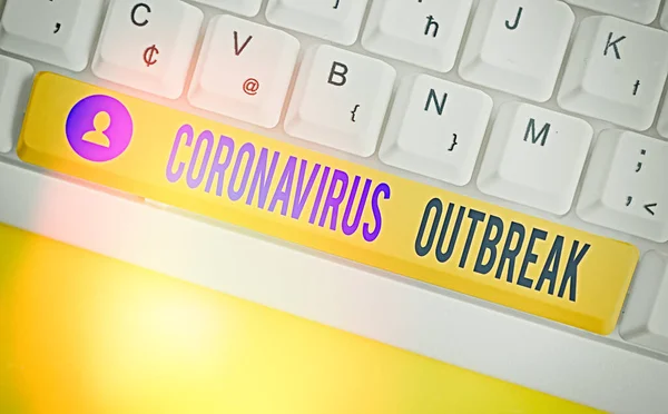Концептуальный почерк, показывающий вспышку коронавируса. Деловая фотография, демонстрирующая инфекционные заболевания, вызванные недавно обнаруженным COVID19 . — стоковое фото