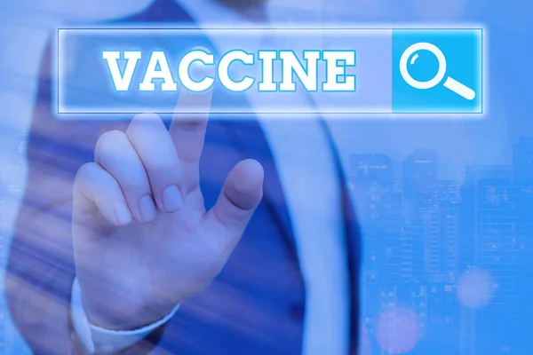 Skriva text med handstil Vaccin. Begreppet "beredning av döda mikroorganismer eller levande försvagade organismer". — Stockfoto