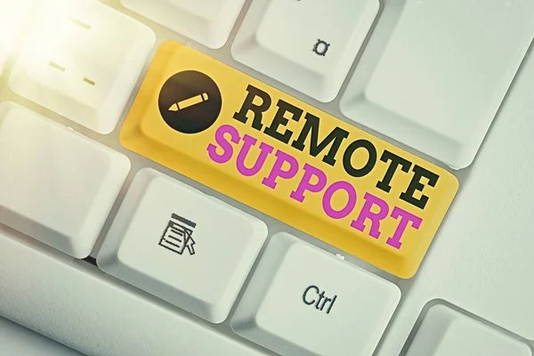 Conceptual hand writing showing Remote Support. Business photo showcasing type of secure service, which permits representatives to help. — Stock Photo, Image