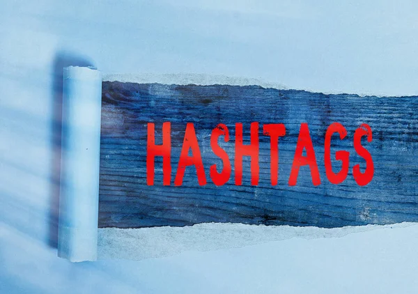 Escritura manual conceptual que muestra hashtags. Texto de la foto de negocios una palabra o frase precedida por un signo de hash Tipo de etiqueta de metadatos . —  Fotos de Stock