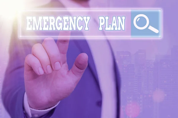 Handwriting text writing Emergency Plan. Concept meaning instructions that outlines what workers should do in danger. — Stock Photo, Image