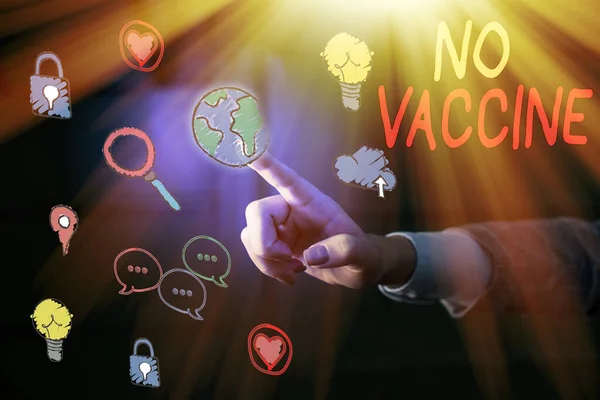 Schreibnotiz, die keinen Impfstoff zeigt. Geschäftsfotos, die keine Immunität gegen eine oder mehrere Krankheiten zeigen. — Stockfoto
