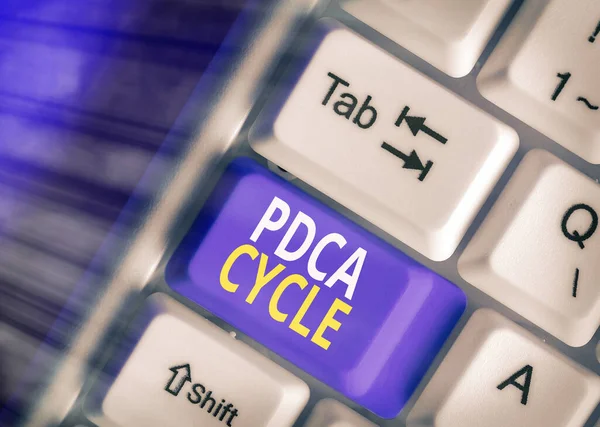 Λέξη που γράφει κείμενο Pdca Cycle. Επιχειρηματική ιδέα για τη χρήση για τον έλεγχο και τη συνέχιση της βελτίωσης των διαδικασιών και των προϊόντων. — Φωτογραφία Αρχείου