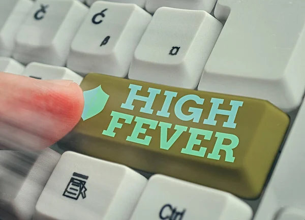 Writing note showing High Fever. Business photo showcasing medical condition which the body temperature higher than usual.