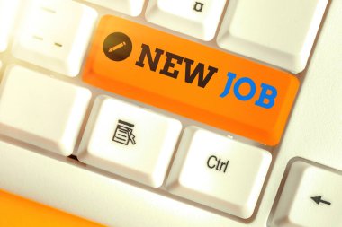 Yeni İşi gösteren kavramsal el yazısı. İş fotoğrafı metni para kazanmak ve hayatı desteklemek için düzenli iş bulabiliyor.