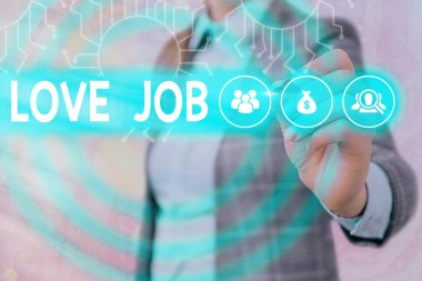 Kelime yazma Aşk İşi. Bizim için doğru olan işi bulmak için tasarlanmış bir iş konsepti..