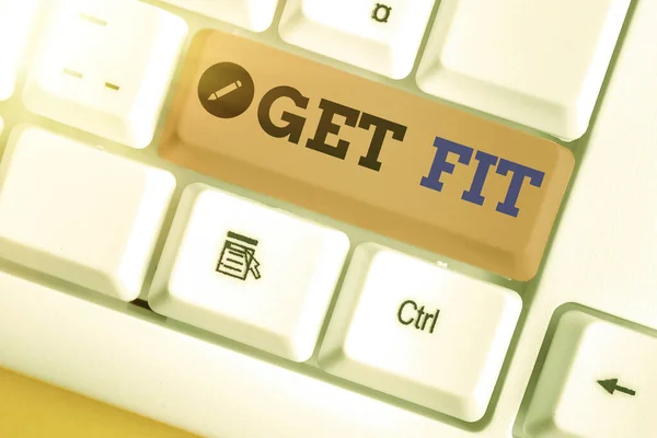 Get Fit 'i gösteren kavramsal el yazısı. İş fotoğrafı metni boyutu ya da şekli birisi ya da bir şey için vücudunuzu sağlıklı tutar. — Stok fotoğraf