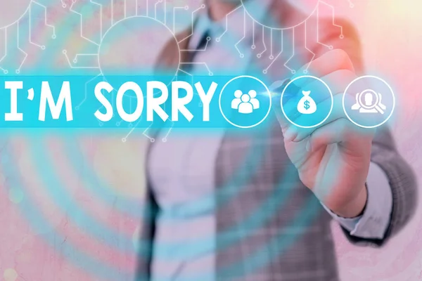 Texto de escritura de palabras Lo siento. Concepto de negocio para pedir perdón a alguien que lastimó involuntariamente . — Foto de Stock