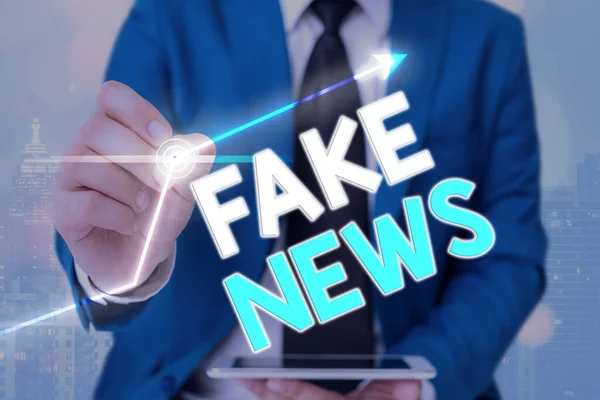 Text sign showing Fake News. Conceptual photo false information publish under the guise of being authentic news.