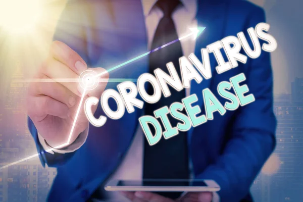 Текстовый знак, показывающий коронавирусную болезнь. Концептуальная фотография, определяемая как болезнь, вызванная новым вирусом SARSCoV2 . — стоковое фото