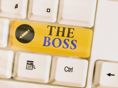 Patronu gösteren kavramsal el yazısı. Organizasyonda kimin kontrolü veya otoritesi olduğunu gösteren bir iş fotoğrafı.