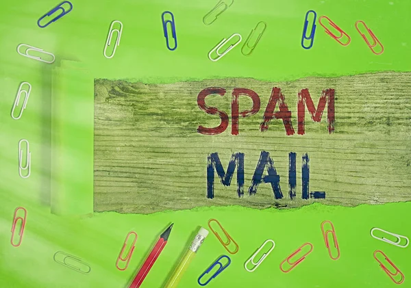 Text sign showing Spam Mail. Conceptual photo Intrusive advertising Inappropriate messages sent on the Internet.