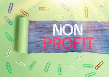 Kâr amacı gütmeyen kelime yazma metni. Sahipleri için kar etmeyen organizasyon tipi için iş kavramı.