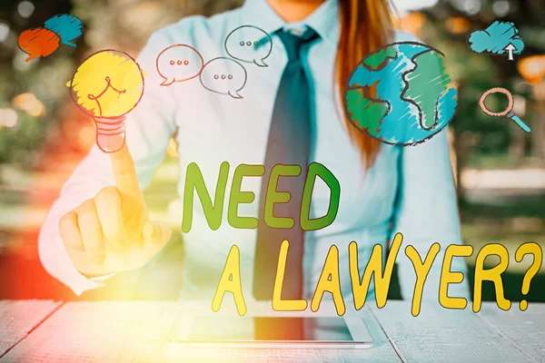 Begreppsmässig handstil som visar Need A Lawyer Question. Business foto text frågar någon som behöver en juridisk frågor och tvister. — Stockfoto