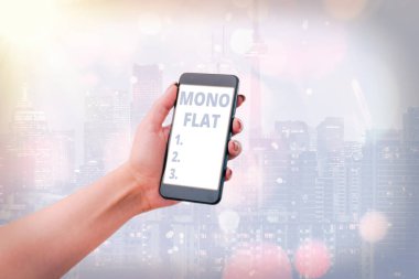 Mono Flat 'in el yazısı. Konsept, iş hizmetleri için Vuruş çizgisi simgeleri ve müşteriler için çözüm.