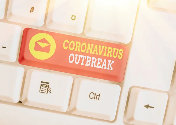 Word writing text Coronavirus Outbreak. Business concept for infectious disease caused by newly discovered COVID19. — Stock Photo, Image