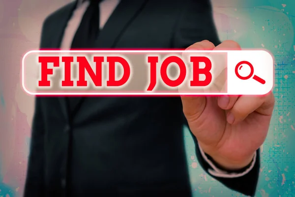 Ordskrivning text Hitta Job. Affärsidé för en demonstrationshandling för att hitta eller söka arbete som passar hans yrke. — Stockfoto