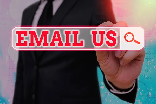 Word writing text Email Us. Business concept for Sending a commercial message to a group of showing using mail. — Stock Photo, Image