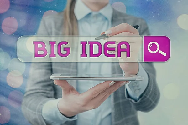 Text sign showing Big Idea. Conceptual photo Having great creative innovation solution or way of thinking.