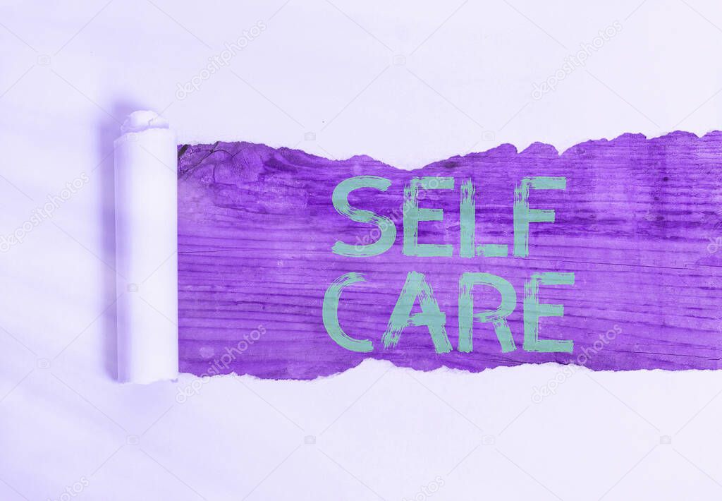 Handwriting text Self Care. Concept meaning practice of taking action preserve or improve ones own health.