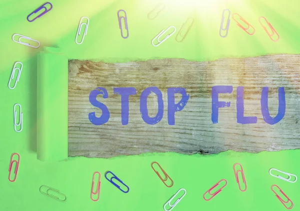 Texte d'écriture de mots Stop Grippe. Concept d'affaires pour Traiter la maladie respiratoire contagieuse causée par le virus de la grippe . — Photo
