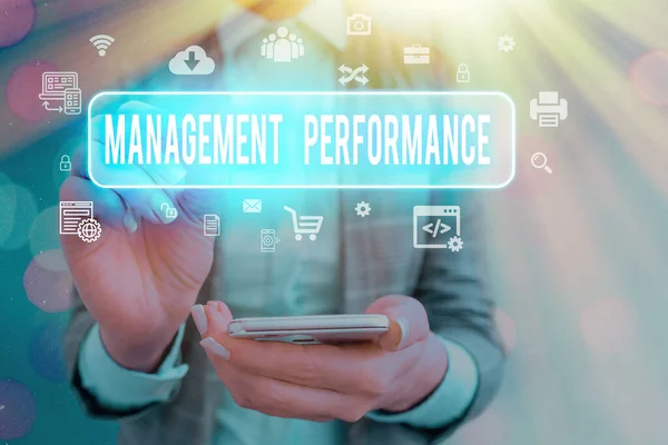 Handschrift tekst schrijven Management Performance. Concept betekent feedback over managementvaardigheden en competenties. — Stockfoto